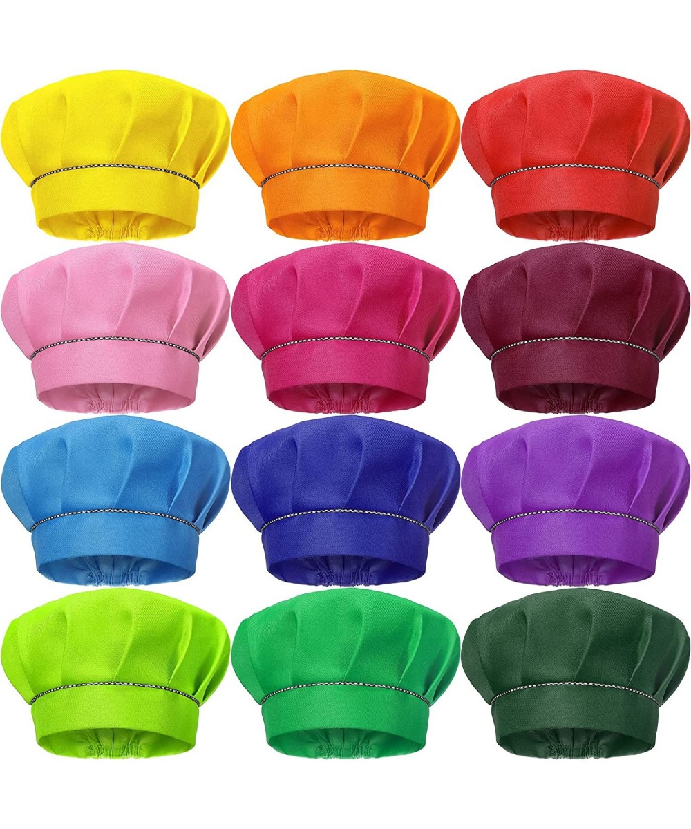 12 Pieces Kids Chef Hat Toddler Chef Hat Adjustable Elastic Multi Colored Chef Hat Reusable Baking Hats Hair Cap Kitchen Chef...