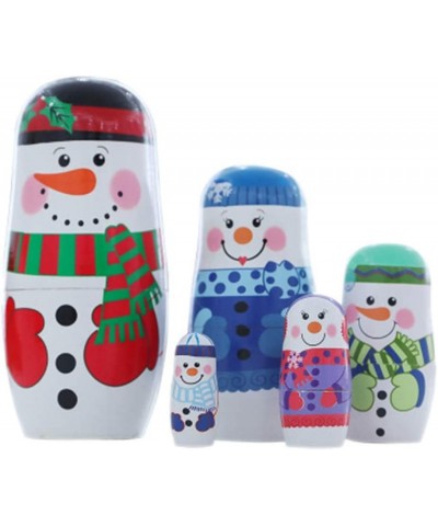 Wooden Russian Nesting Dolls 5 Layers Novelty Snowman Stacking Nested Handmade Toys for Children Kids Christmas Winter Party ...