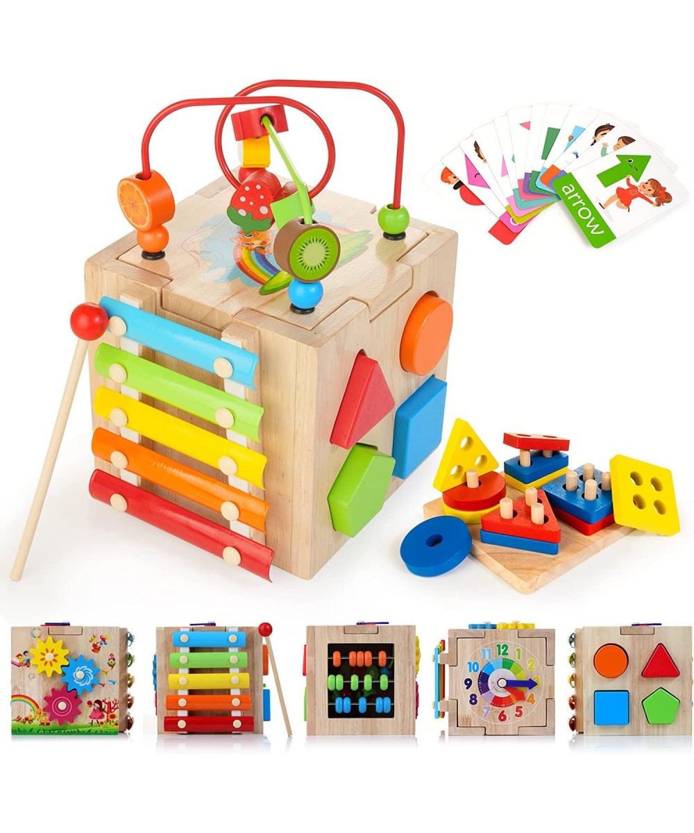 8-in-1 Wooden Activity Cube for Kids Sorting & Stacking Toys Shape Match Xylophone Montessori Learning Toy STEM Value Pack Gi...