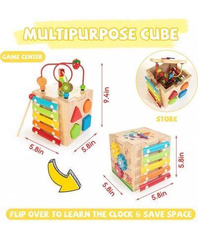 8-in-1 Wooden Activity Cube for Kids Sorting & Stacking Toys Shape Match Xylophone Montessori Learning Toy STEM Value Pack Gi...