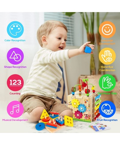 8-in-1 Wooden Activity Cube for Kids Sorting & Stacking Toys Shape Match Xylophone Montessori Learning Toy STEM Value Pack Gi...