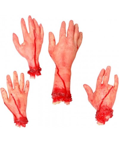 4pcs Halloween Severed Hands Feet Set Scary Bloody Broken Body Parts for Halloween Props Decorations Haunted House Prank Deco...