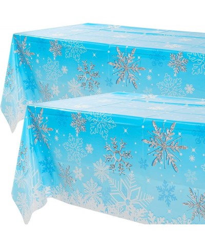 2 Pcs Snowflake Tablecloth Christmas Winter Wonderland Frozen Theme Plastic Table Cover Snowflake Baby Shower Winter One Derl...