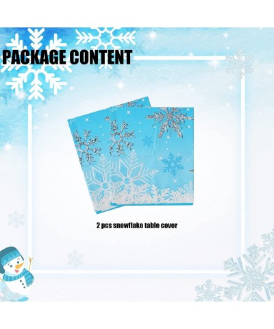 2 Pcs Snowflake Tablecloth Christmas Winter Wonderland Frozen Theme Plastic Table Cover Snowflake Baby Shower Winter One Derl...