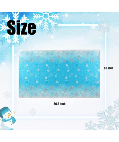 2 Pcs Snowflake Tablecloth Christmas Winter Wonderland Frozen Theme Plastic Table Cover Snowflake Baby Shower Winter One Derl...