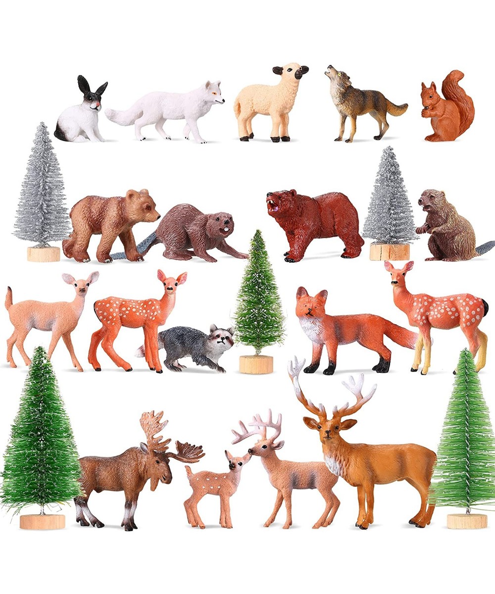 23 Pieces Forest Animals Figures Woodland Animals Figurines Woodland Creatures Realistic Plastic Wild Animals with Elk Wolf B...