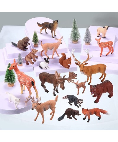 23 Pieces Forest Animals Figures Woodland Animals Figurines Woodland Creatures Realistic Plastic Wild Animals with Elk Wolf B...