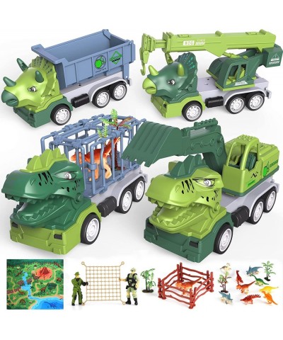 Dinosaur Toys for Kids | Dinosaur Monster Truck with Roaring Sounds | Construction Vehicles Toys Cars Playset with Playmat | ...