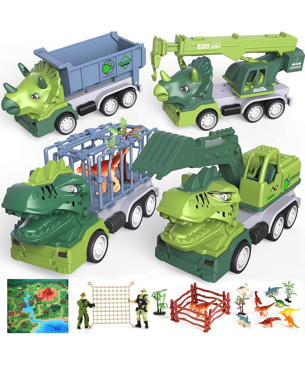 Dinosaur Toys for Kids | Dinosaur Monster Truck with Roaring Sounds | Construction Vehicles Toys Cars Playset with Playmat | ...