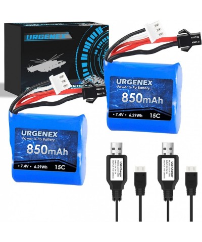 7.4V Lipo Battery 850mAh 2S RC Boat Battery with SM 2P Plug 6.29Wh H100 Batteries for Skytech H100 H102 with 2PCS USB Charger...