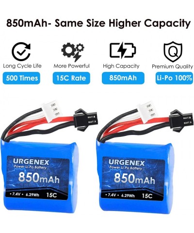 7.4V Lipo Battery 850mAh 2S RC Boat Battery with SM 2P Plug 6.29Wh H100 Batteries for Skytech H100 H102 with 2PCS USB Charger...