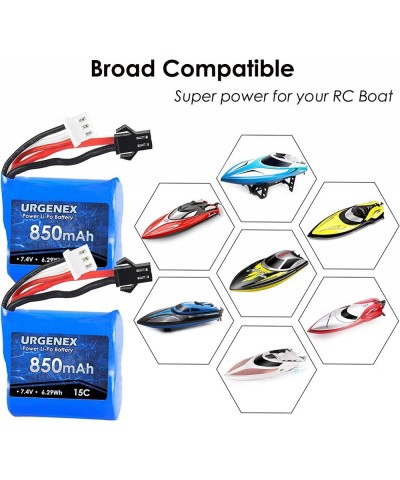 7.4V Lipo Battery 850mAh 2S RC Boat Battery with SM 2P Plug 6.29Wh H100 Batteries for Skytech H100 H102 with 2PCS USB Charger...