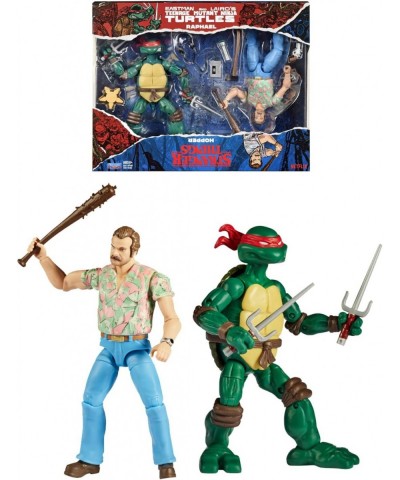 2 Pack | Teenage Mutant Ninja Turtles Raphael Vs Stranger Things Hopper Action Figures | 6'' and Turtle with Articulation P81...