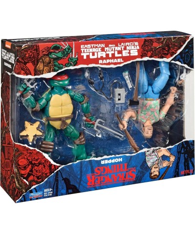 2 Pack | Teenage Mutant Ninja Turtles Raphael Vs Stranger Things Hopper Action Figures | 6'' and Turtle with Articulation P81...