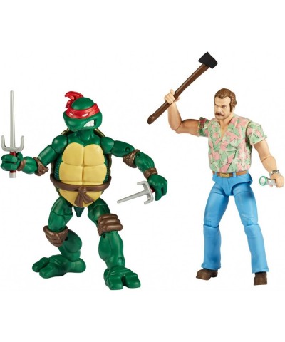 2 Pack | Teenage Mutant Ninja Turtles Raphael Vs Stranger Things Hopper Action Figures | 6'' and Turtle with Articulation P81...