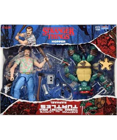 2 Pack | Teenage Mutant Ninja Turtles Raphael Vs Stranger Things Hopper Action Figures | 6'' and Turtle with Articulation P81...