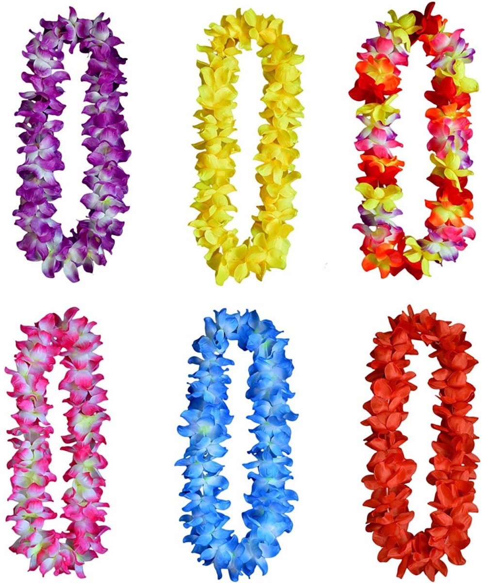 6pcs Thickened Hawaiian Leis for Hula Dance Luau Party Floral Necklace Leis for Party Supplies Favors Celebrations and Decora...