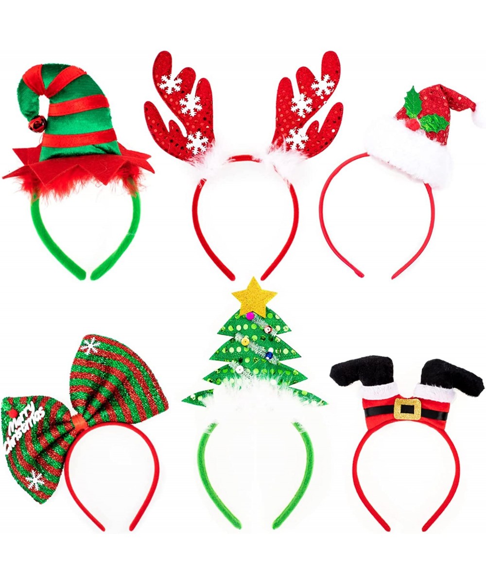 Christmas Headbands 6 Pack Cute Christmas Head hat Toppers Reindeer Antler Xmas Tree for Christmas Holiday Parties Annual Hol...