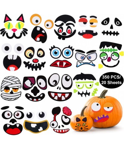 20 Sheets/ 350 Pieces Halloween Pumpkin Decorating Craft Stickers Jack-o-Lantern Decoration Pumpkin Face Expression Sticker D...