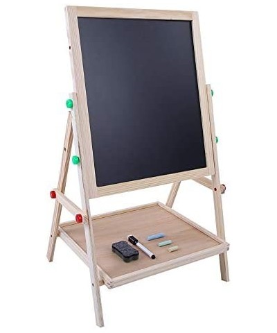 Art Easel for Kids Wooden Toddler Easel Double Sided Standing Chalkboard Dry Erase Board for Kids Toddler Drawing Board with ...