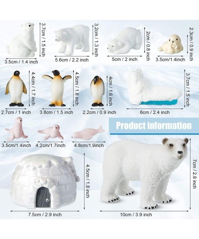 15 Pieces Polar Animal Figurines Set Arctic Animal Figures Realistic Polar Animal Toys Includes Penguin Polar Bear Baby Seal ...