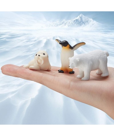 15 Pieces Polar Animal Figurines Set Arctic Animal Figures Realistic Polar Animal Toys Includes Penguin Polar Bear Baby Seal ...