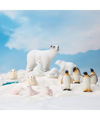 15 Pieces Polar Animal Figurines Set Arctic Animal Figures Realistic Polar Animal Toys Includes Penguin Polar Bear Baby Seal ...