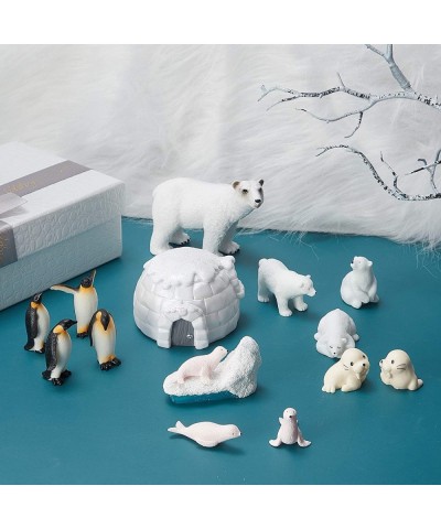 15 Pieces Polar Animal Figurines Set Arctic Animal Figures Realistic Polar Animal Toys Includes Penguin Polar Bear Baby Seal ...