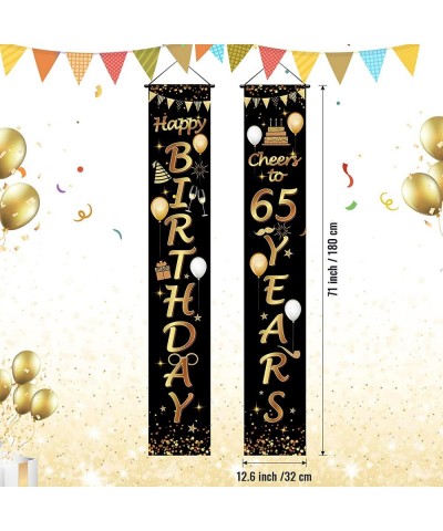 2 Pieces 65th Birthday Party Decorations Cheers to 65 Years Banner Porch Sign Door Hanging Banner 65th Party Decorations Welc...