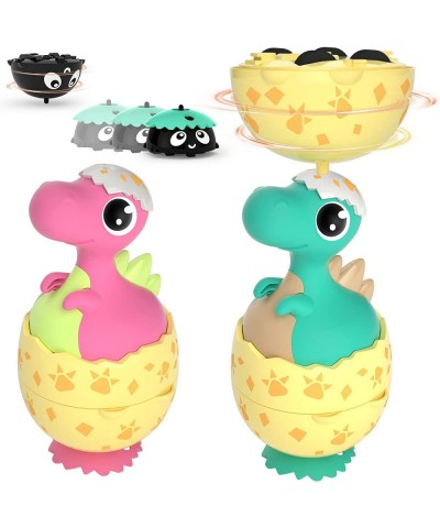 2 Pack Dinosaur Pull Back Cars Multi-Function 360° Rotating Spinning Top Gyro Cars Push and Go Back Friction Powered Cars Pla...