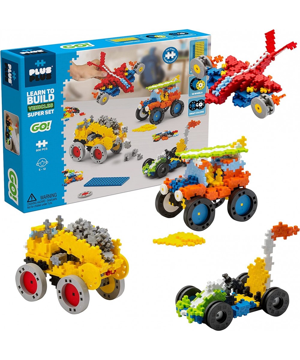 GO! Learn to Build Vehicles Super Set 800 Pieces - Construction Building Stem / Steam Toy Interlocking Mini Puzzle Blocks for...