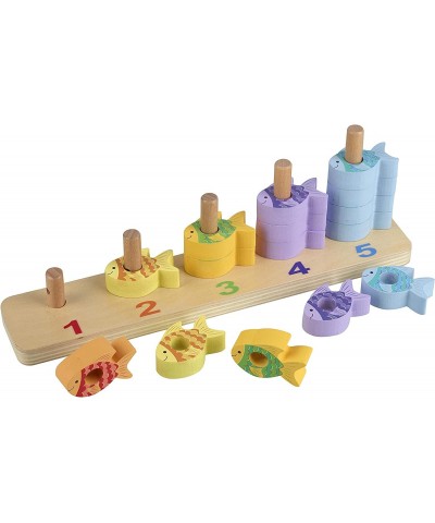 Counting Fish – Wooden Toy with 15 Stacking Pieces - for Kids Ages 3 Years and Up to Practice Counting and Develop Fine Motor...