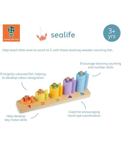 Counting Fish – Wooden Toy with 15 Stacking Pieces - for Kids Ages 3 Years and Up to Practice Counting and Develop Fine Motor...