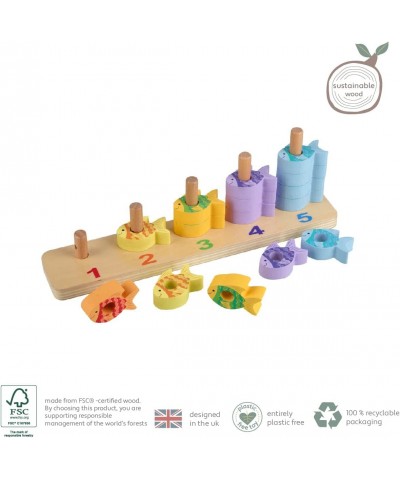 Counting Fish – Wooden Toy with 15 Stacking Pieces - for Kids Ages 3 Years and Up to Practice Counting and Develop Fine Motor...