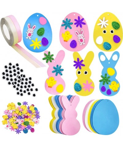 396PCS Easter Foam Stickers Set DIY Egg Rabbit Shape Easter Stickers Ribbons Crafts Kit for Kids Easter Day Party Supplies Ho...