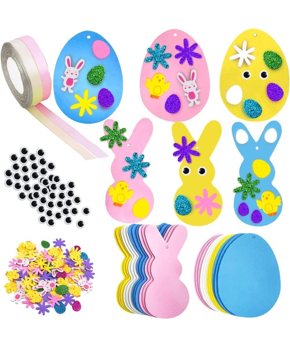 396PCS Easter Foam Stickers Set DIY Egg Rabbit Shape Easter Stickers Ribbons Crafts Kit for Kids Easter Day Party Supplies Ho...