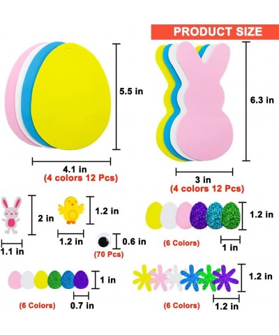 396PCS Easter Foam Stickers Set DIY Egg Rabbit Shape Easter Stickers Ribbons Crafts Kit for Kids Easter Day Party Supplies Ho...