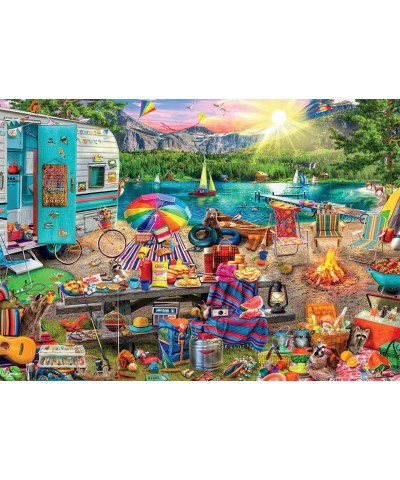 Aimee Stewart - Family Campsite - 500 Piece Jigsaw Puzzle with Hidden Images $21.94 Jigsaw Puzzles