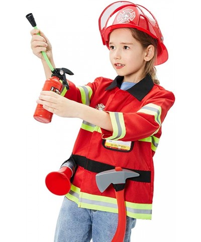 Kids Fireman Costume Role Play Dress Up with Firefighter Accessories Toys Kit for 3 4 5 6 7 Boys Girls Toddlers Birthday Gift...