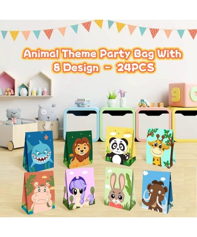 24 Pcs Party Favor Bags for Kids Birthday Party Gift Animal Goodie Treat Bags with 40 Pcs Sticker for Baby Shower Decorations...