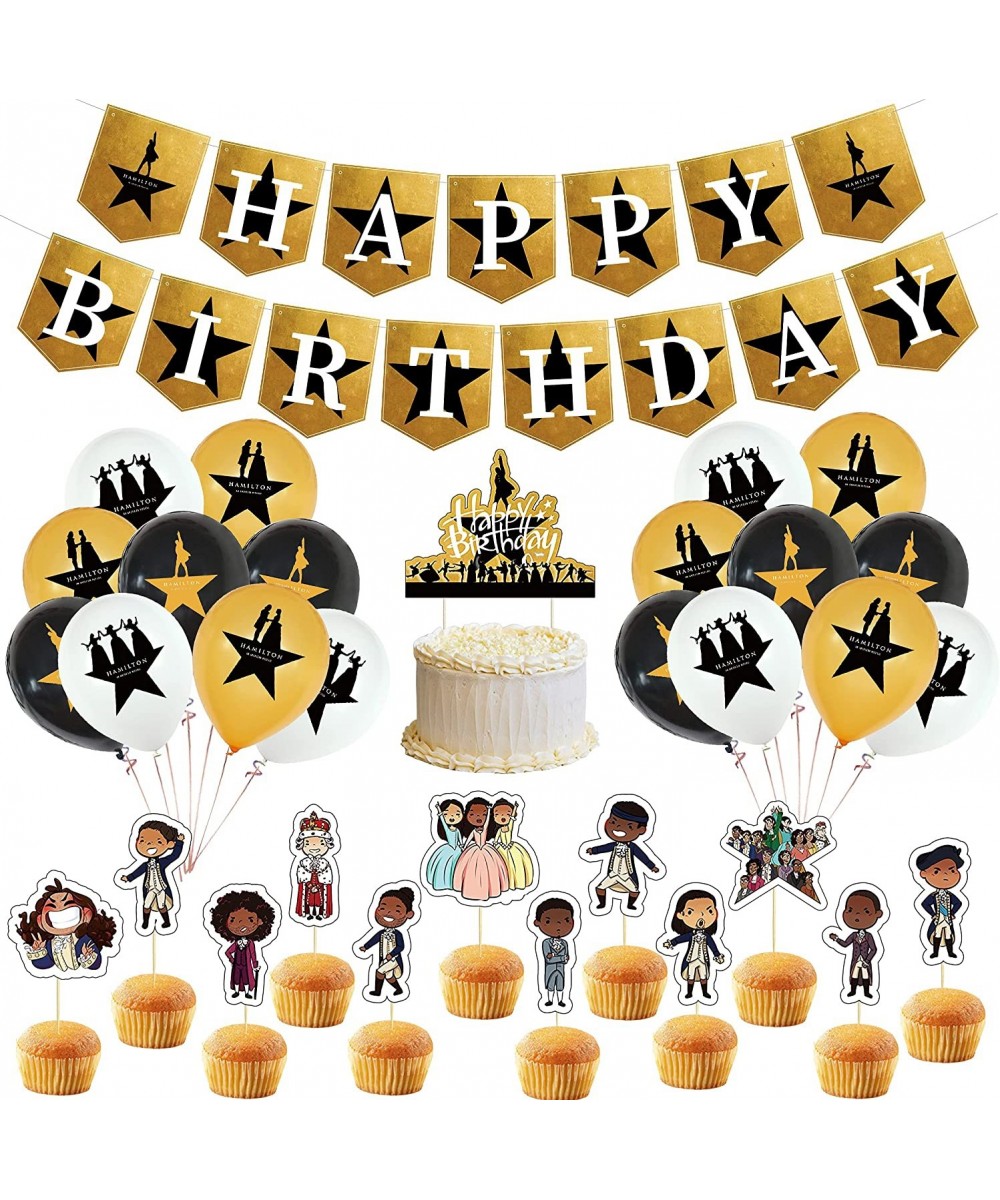 American Musical Party Decorations 32PCS Birthday Party Supplies Cake Toppers Cupcake Balloon Decor for Dessert Picks Boys Gi...