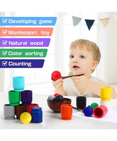 Montessori Large Balls in Cups Toy Wooden Color Sorting Toy 12 Balls 40mm Matching and Counting Toy $62.18 Early Development ...