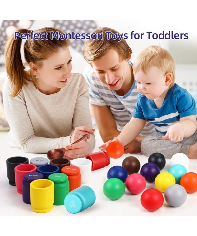 Montessori Large Balls in Cups Toy Wooden Color Sorting Toy 12 Balls 40mm Matching and Counting Toy $62.18 Early Development ...