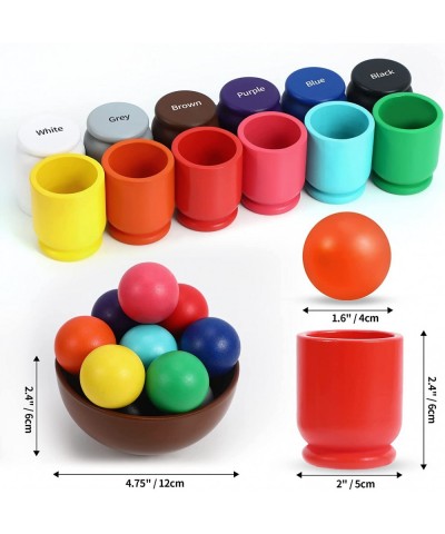 Montessori Large Balls in Cups Toy Wooden Color Sorting Toy 12 Balls 40mm Matching and Counting Toy $62.18 Early Development ...