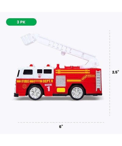 City Vehicles - 3 Pack Toy Trucks and Helicopter - Fire Truck Recycle Dump Truck and Police Helicopter Car Set - Toy Cars for...