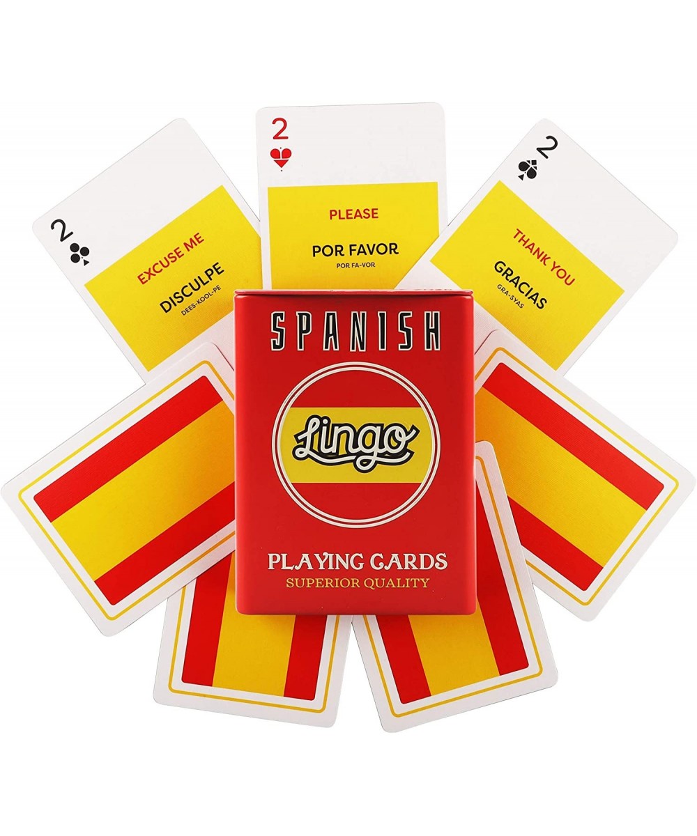 Spanish Phrases Playing Cards in Tin Box|54 Educational Playing Cards for Beginners|Language Learning Game Set|Fun Visual Fla...