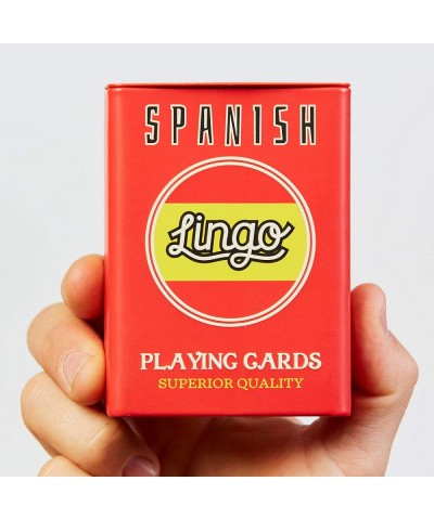 Spanish Phrases Playing Cards in Tin Box|54 Educational Playing Cards for Beginners|Language Learning Game Set|Fun Visual Fla...