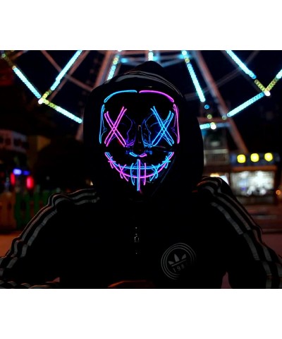 Halloween Purge Mask LED Light up Mask Cosplay LED Costume Mask for Men Women Kids Halloween Costume Festival Party Supplies ...