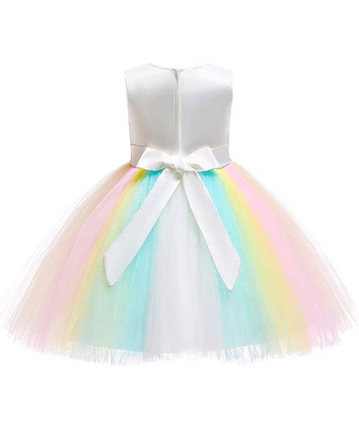 Christmas Girls Flower Dress Lace Rainbow Tulle 3D Embroidery Beading Princess Pageant Wedding Party Dresses $65.25 Kids' Cos...