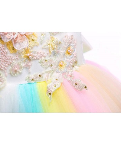 Christmas Girls Flower Dress Lace Rainbow Tulle 3D Embroidery Beading Princess Pageant Wedding Party Dresses $65.25 Kids' Cos...